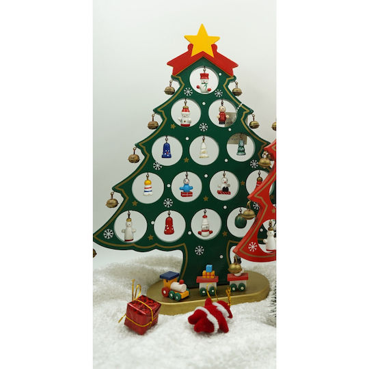 Christmas Decoration Green Tree 15 Cavities Ornaments 25.5 Cm X 33 Cm Wood Alista Home