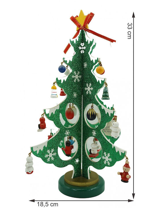 Arbore De Crăciun Verde Alb 8 Compartimente Ornamente 18,5 Cm X 33 Cm Lemn Alista Home