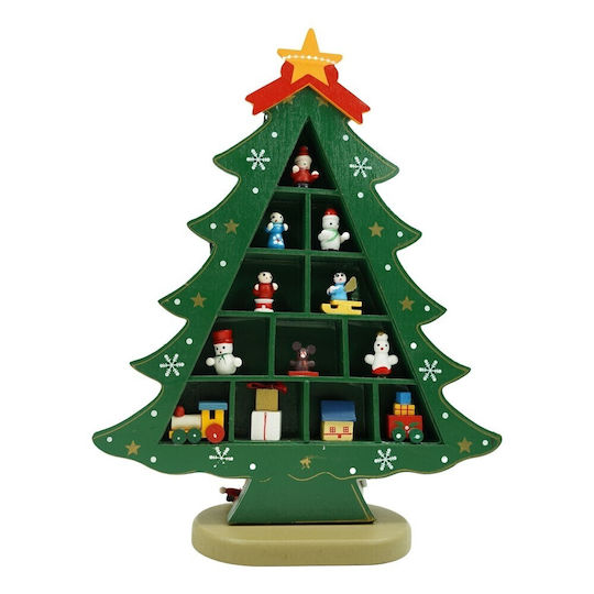 Christmas Decoration Green Tree 5 Cavities Ornaments 22 Cm X 29 Cm Wood Alista Home