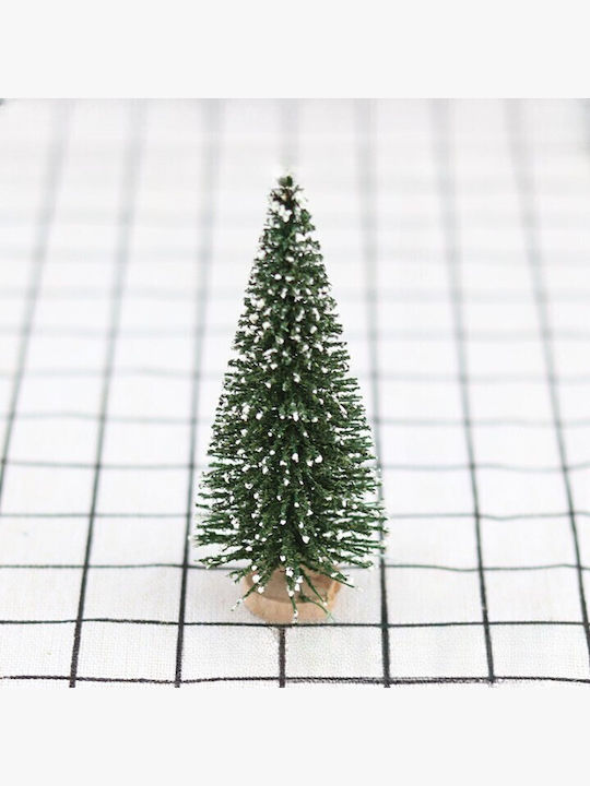 Ornament De Masă Cu Brad Artificial Pe Suport Din Lemn Înălțime 15 Cm Verde Nins