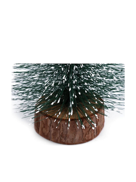 Artificial Christmas Tree Table Ornament On Wooden Stand 20 Cm Height Silver