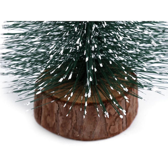 Arbore Artificial De Crăciun Tip Pin Nins Ornament De Masă Pe Suport Din Lemn Înălțime 35 Cm