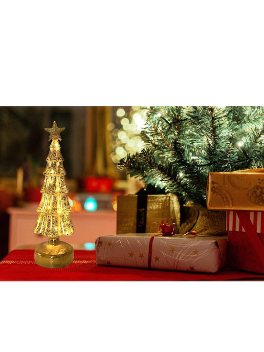 Arbore Decorativ De Crăciun Flippy Model Stea Sticlă Cu Lumină 3 Baterii Aa 31 5 X 9 Cm Auriu