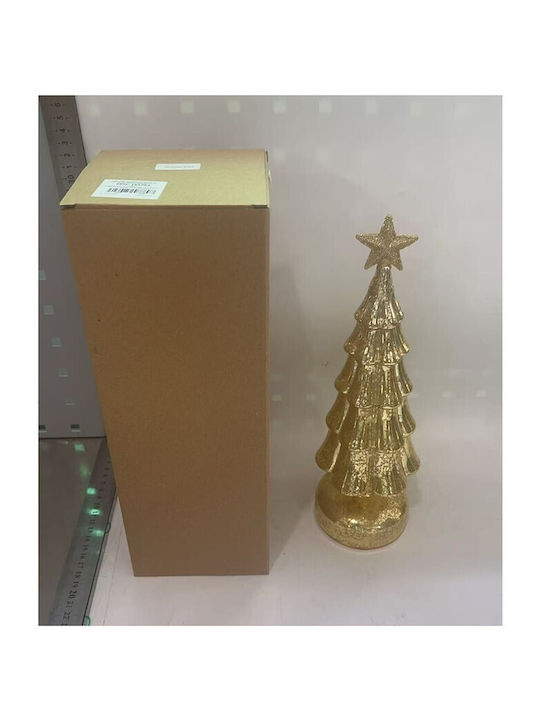 Arbore Decorativ De Crăciun Flippy Model Stea Sticlă Cu Lumină 3 Baterii Aa 31 5 X 9 Cm Auriu