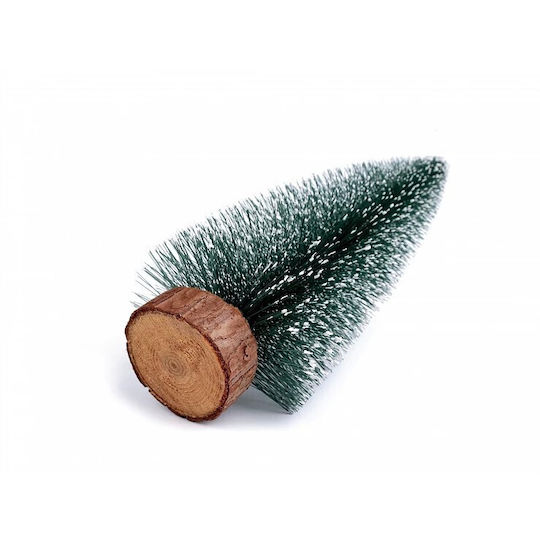 Artificial Christmas Tree Snow-covered Pine Type Table Ornament On Wooden Stand 30 Cm Height