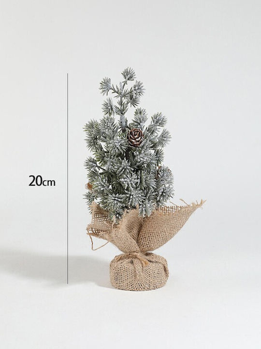 Decorațiune De Masă De Crăciun Flippy Model Mic De Brad Ornament Alb Fulgi De Zăpadă Pentru Birou Interior Plastic De Înaltă Calitate 20 Cm Verde Alb