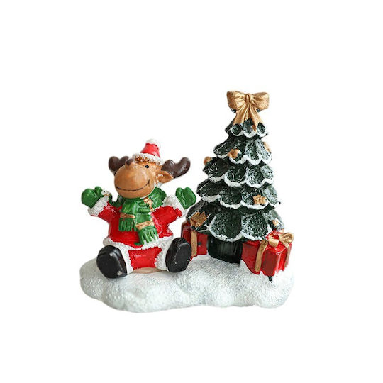 Christmas Resin Ornament Decoration Flippy Reindeer Christmas Tree Model Christmas Office Decoration 6.5 X 6.5 X 4 Cm Red Green