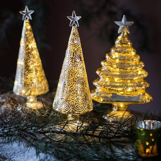 Christmas Decoration Flippy Tree Star Model Glass Lights 3 Aa Batteries 22 X 9 Cm Gold