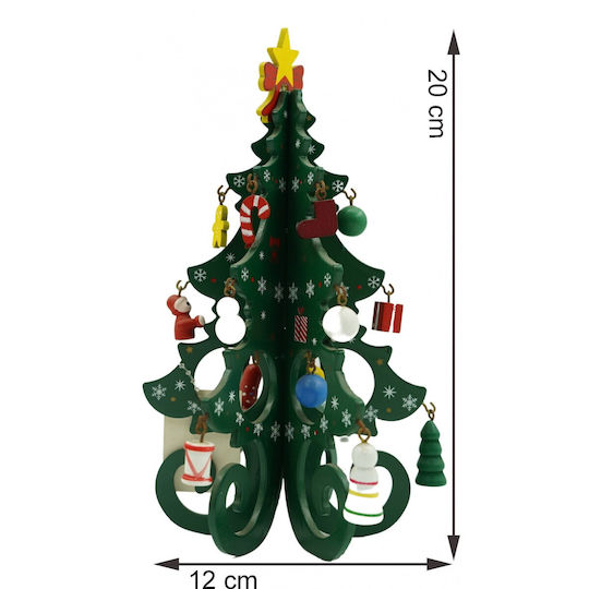 Christmas Decoration Green Tree 6 Cavities Ornaments 12 Cm X 20 Cm Wood Alista Home