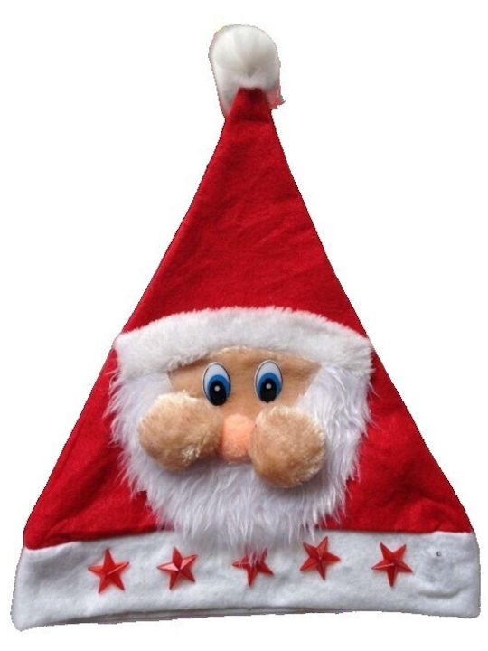 Pălărie Moș Crăciun Model Flippy 2 Moș Crăciun Roșu Stele O Mărime Material Textil 28 X 37 Cm Alb Roșu