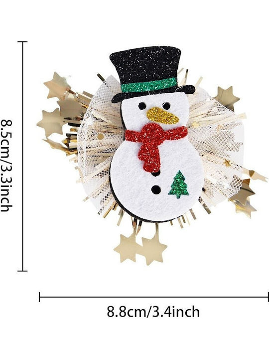 Haarklammer Flippy Weihnachtsbekleidungsaccessoires Schneemann Muster Stoff 8,5 x 8,8 cm Mehrfarbig