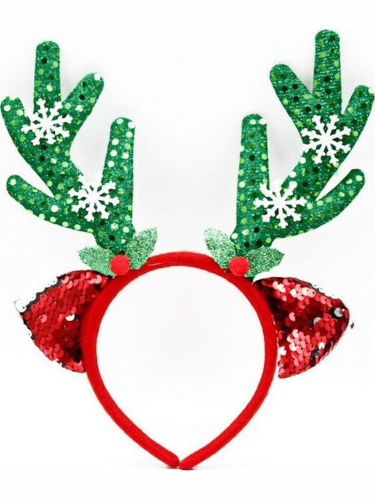 Banda De Cap Decorativă Flippy Temă De Crăciun 12 X 25 Cm Model Coarne De Ren Mărime Unică Verde Roșu