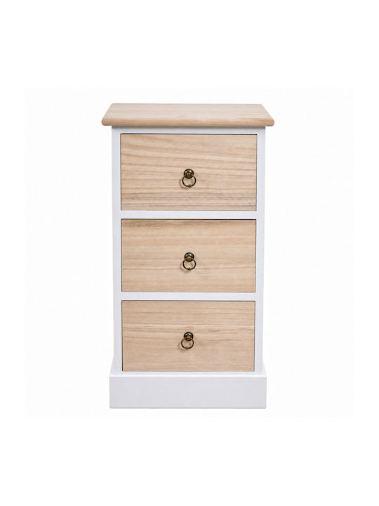 Wooden Storage Drawers with 3 Drawers L34xW25xH62cm