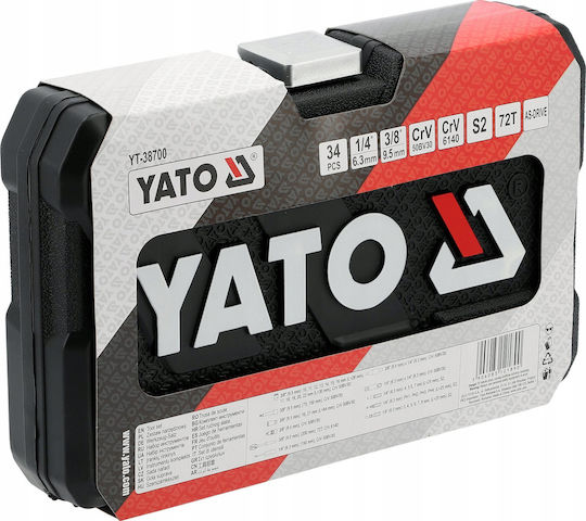 Set Chei 34 Piese 1/4" 3/8" Yato