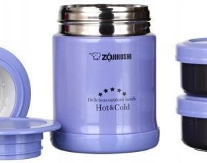 Zojirushi Δοχείο Φαγητού Inox Θερμός Μωβ με Χωρίσματα 350ml