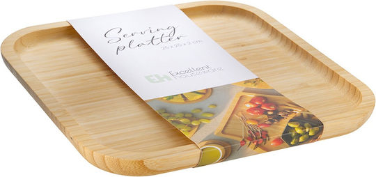 Excellent Houseware Bamboo Serving Tray 25x25x2cm