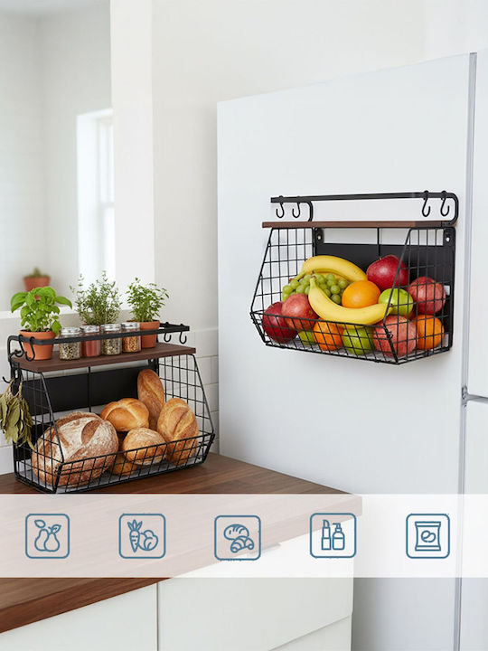 Relaxdays Bol De Fructe Cu 2 Nivele Maro 30x21x35,5cm