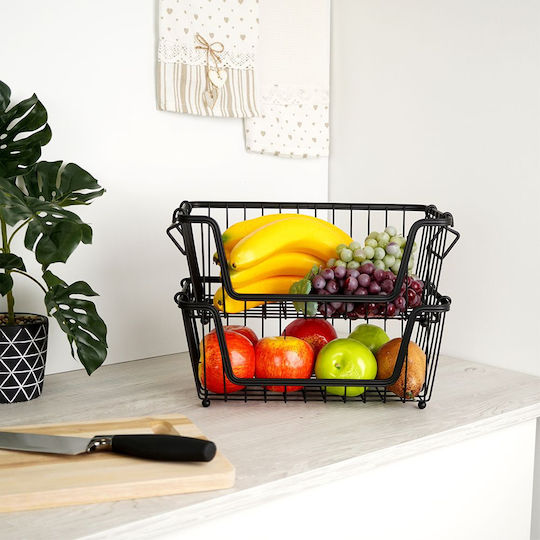 Vilde Metallic 2 Levels Black Fruit Bowl 32x20x13.5cm