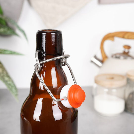 Orion Glass Water Bottle With Brown Clip 340ml