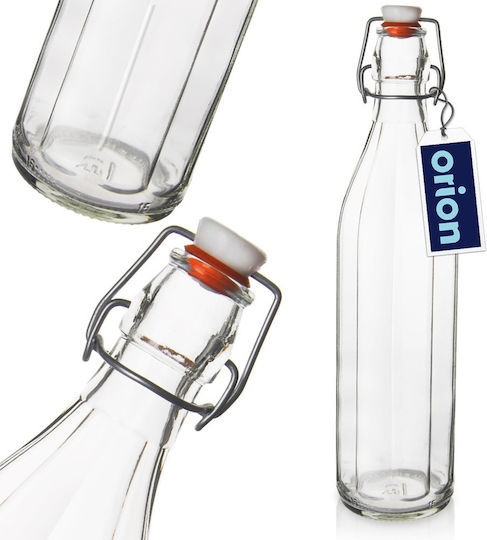 Orion Μπουκάλι Νερού Γυάλινο με Κλιπ Διάφανο 1000ml