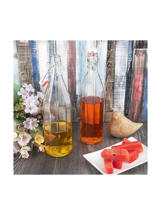 Orion Μπουκάλι Νερού Γυάλινο με Κλιπ Διάφανο 1000ml
