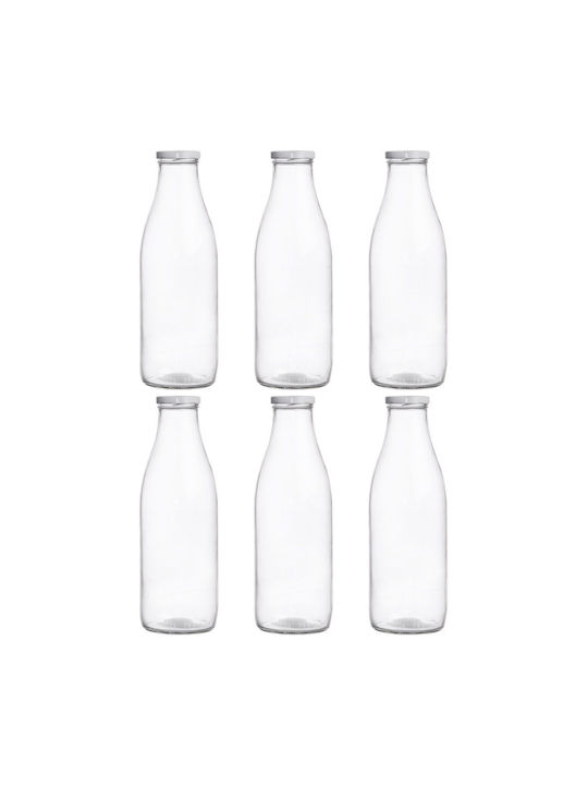Orion Sticlă De Apă Din Sticlă Cu Capac Șurub Transparent 1000ml 6 Bucăți