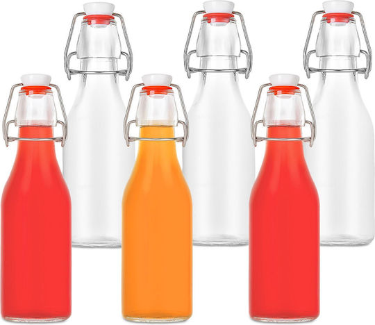 Relaxdays Μπουκάλι Νερού Γυάλινο 250ml 6 Τεμάχια