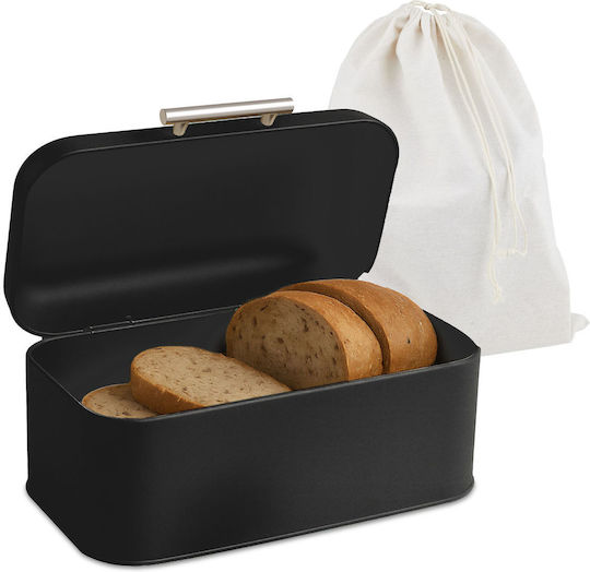 Relaxdays Metallischer Schwarzer Brotkorb 15,5x30x21cm
