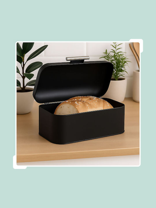 Relaxdays Metallischer Schwarzer Brotkorb 15,5x30x21cm
