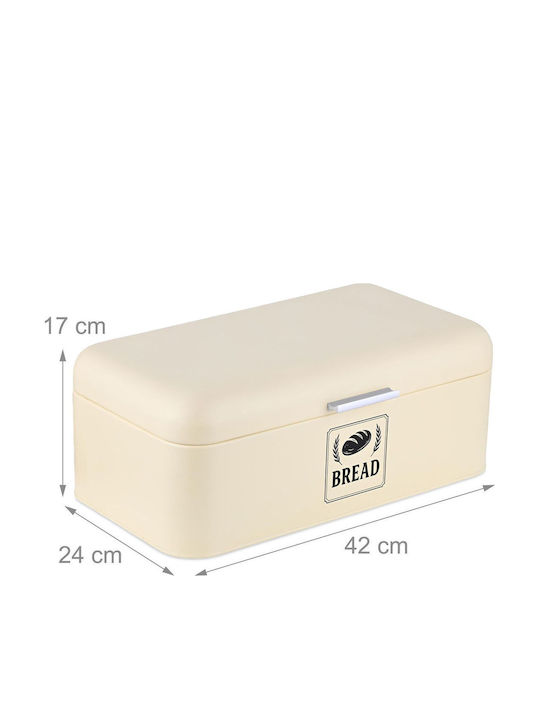 Relaxdays Cutie de Pâine Metalică Bej 17x42x24cm