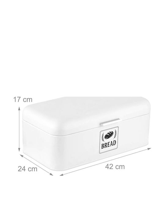 Relaxdays Cutie de Pâine Metalică Albă 17x42x24cm