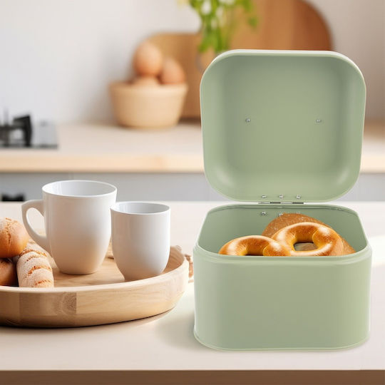 Orion Bread Box with Lid Metallic Green 20x20x17cm