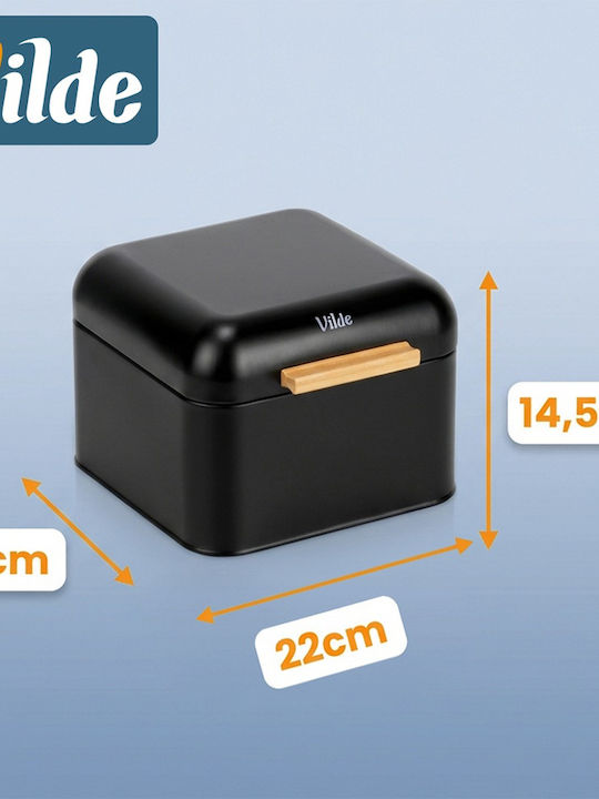 Vilde Bread Box with Lid Metallic Black 22x20x14.5cm