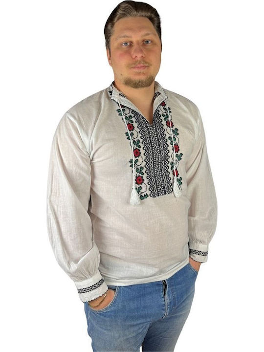 Bluza Alb-Verde Închis
