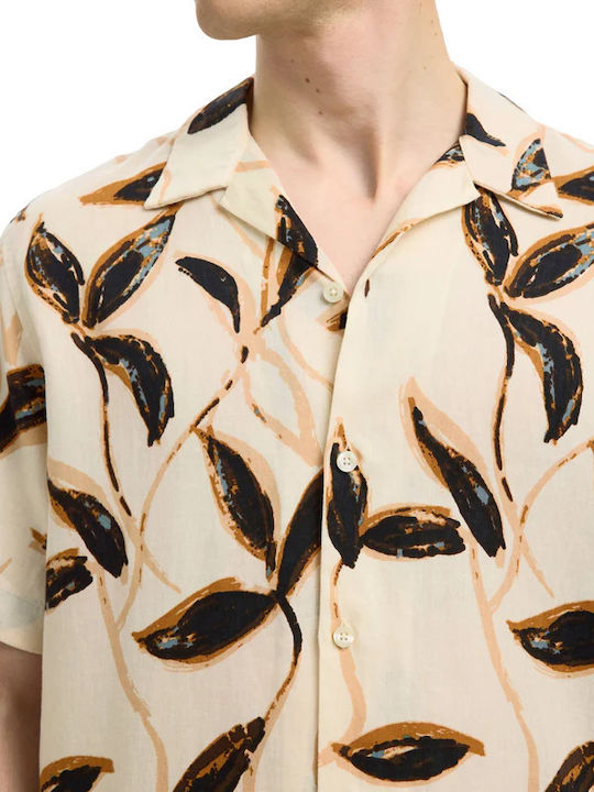 Short Sleeve Linen Shirt Floral Floral