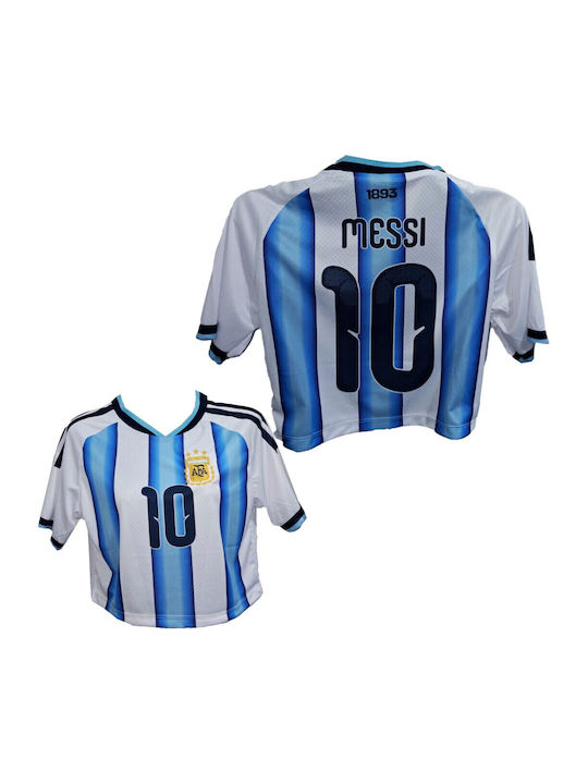Women's Football Jersey Messi Argentina Light Blue-White 1010-01