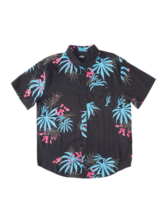 Sundays Short-sleeved Cotton Shirt Floral Black