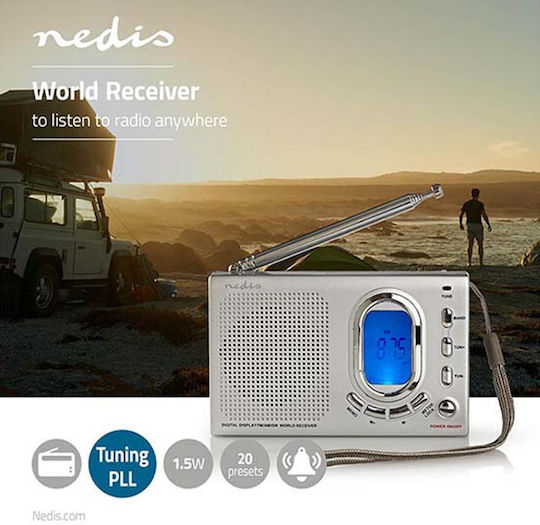 Nedis RDWR1000GY Φορητό Ραδιόφωνο Ασημί