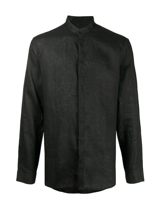 Long-sleeved Linen Shirt Black