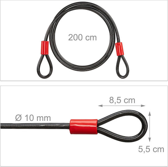 Секюрити Кабел 2м 10мм Черно-червен 8.5x5.5см