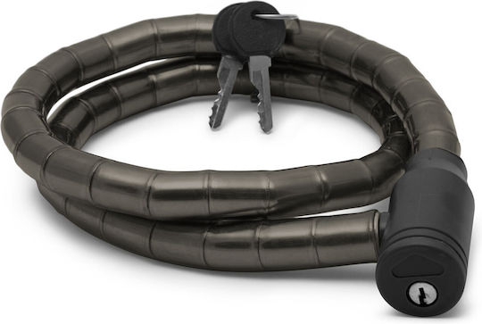 Lacăt Retractabil Pentru Bicicletă Cablu de Oțel 18 Mm X 100 Cm Antifurt 2 Chei Rezistent la Tăiere Negru