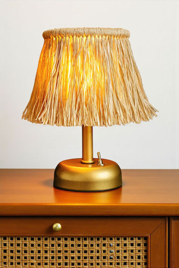 SteweHome Metallisches Tischlampen LED mit Goldfarbenem Hut und Weißer Basis
