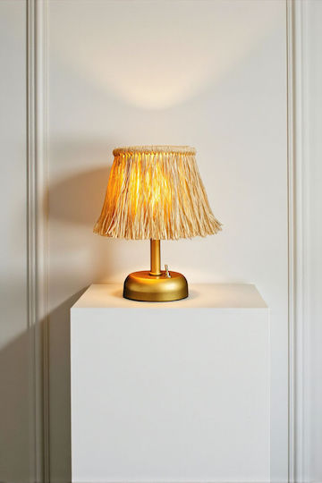 SteweHome Metallisches Tischlampen LED mit Goldfarbenem Hut und Weißer Basis