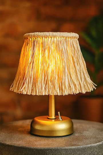 SteweHome Metallisches Tischlampen LED mit Goldfarbenem Hut und Weißer Basis