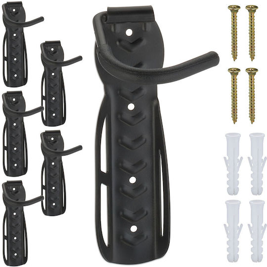 Relaxdays Bicycle Storage Supports Set 6 Black 25.5x14x11 Cm 25 Kg Capacity