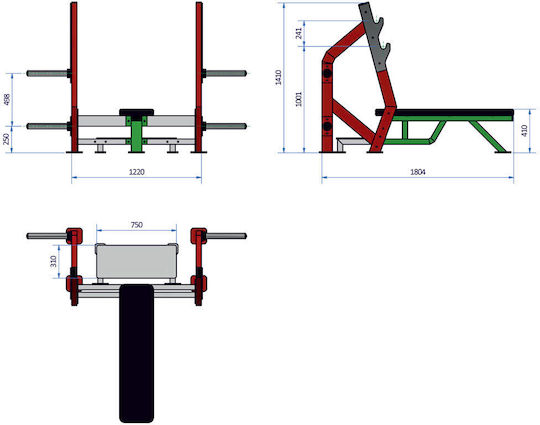 EBX Horizontal Trainingsbänke mit Ständern