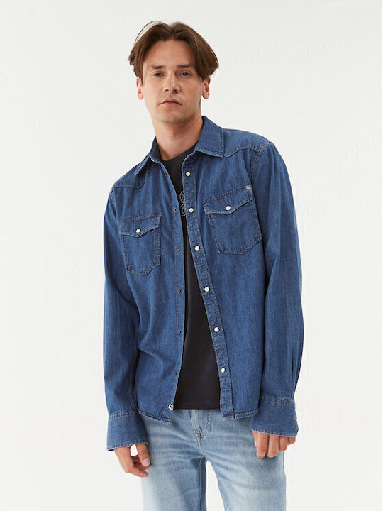 Carson Long-sleeved Denim Shirt Blue