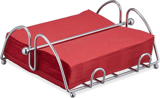 Relaxdays Metallischer Serviettenhalter Silber 8x22,5x19,5cm
