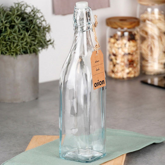 Orion Glass Water Bottle With Transparent Clip 1000ml