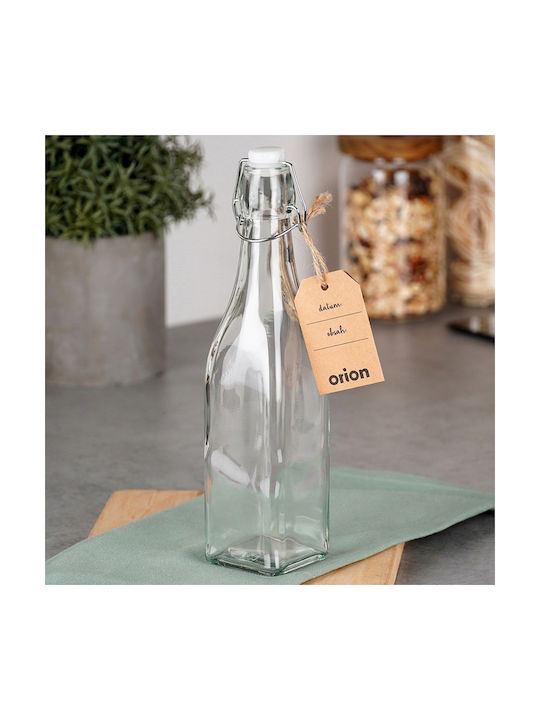 Orion Μπουκάλι Νερού Γυάλινο με Κλιπ Διάφανο 530ml